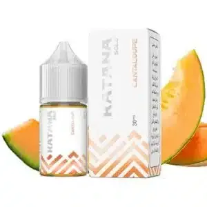 Kattana melon e-liquid displayed with a juicy melon slice, emphasizing its fruity essence.